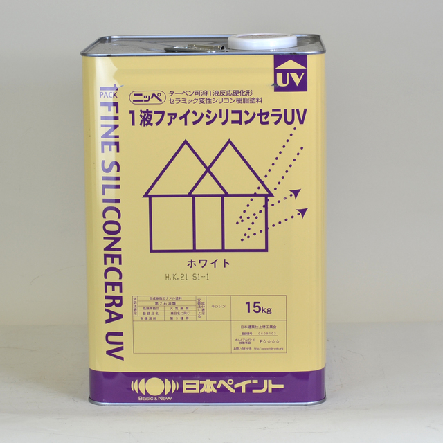 日本ペイント　1液ファインシリコンセラUV　色：ホワイト（白）　15kg（一斗缶サイズ） - 1